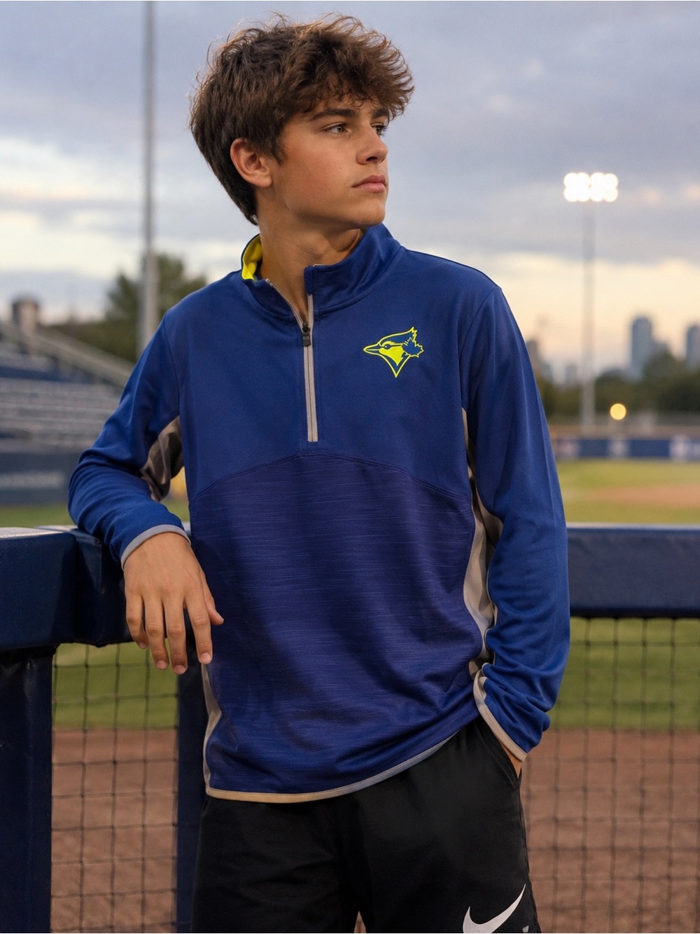 Blue Jays Genuine Merchandise Royal Blue Quarter-Zip with Neon Yellow Trim